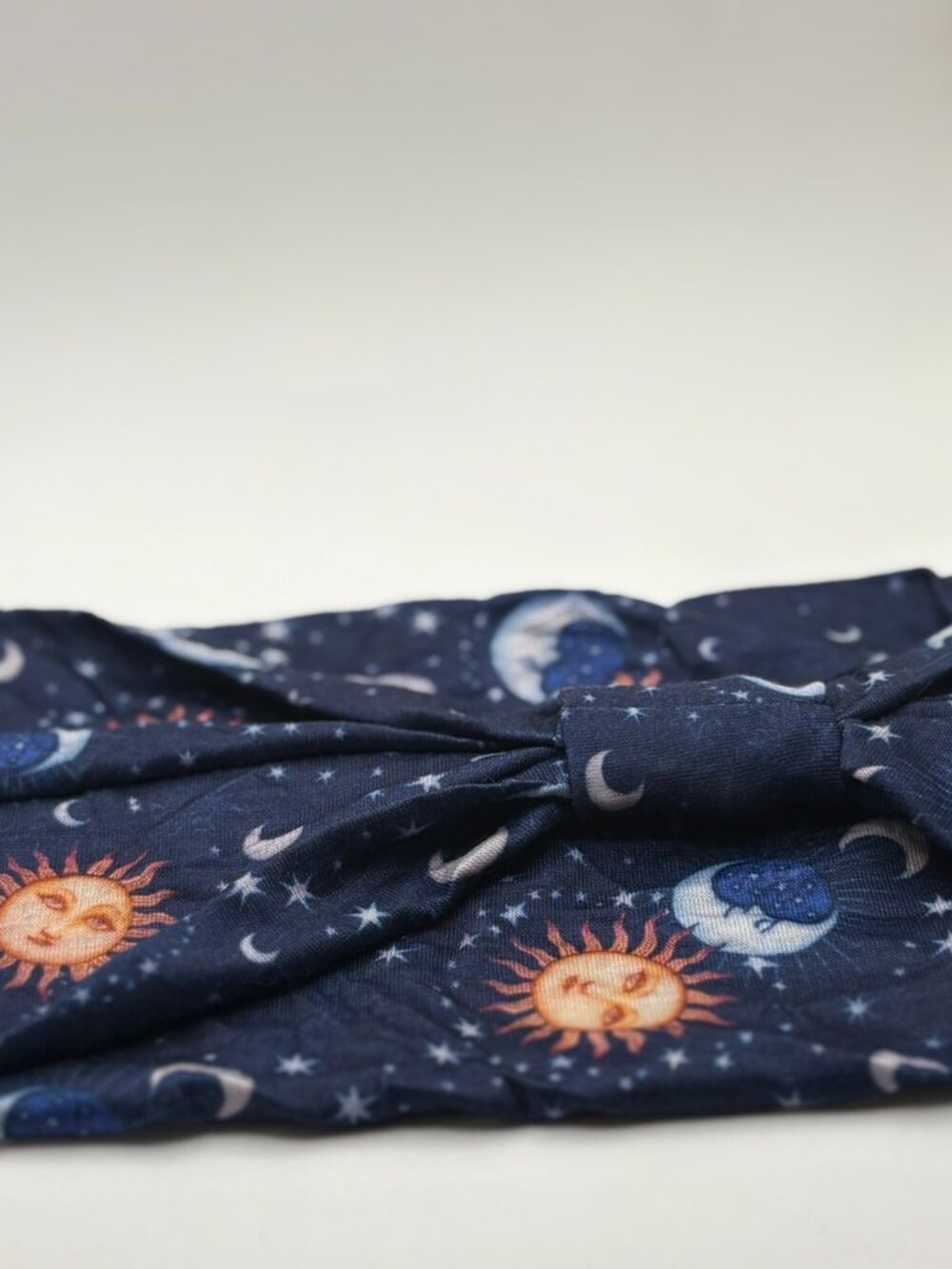 Navy Celestial Sun Moon & Stars Twist Knot Headband
